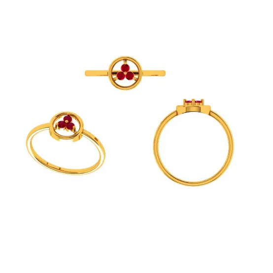 Amazea Stone Studded Everyday Purpose Intricately Designed 14KT Gold Ring