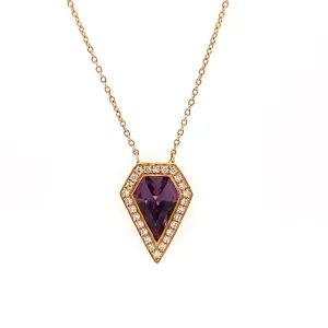 Amethyst Diamond Halo Kite Pendant