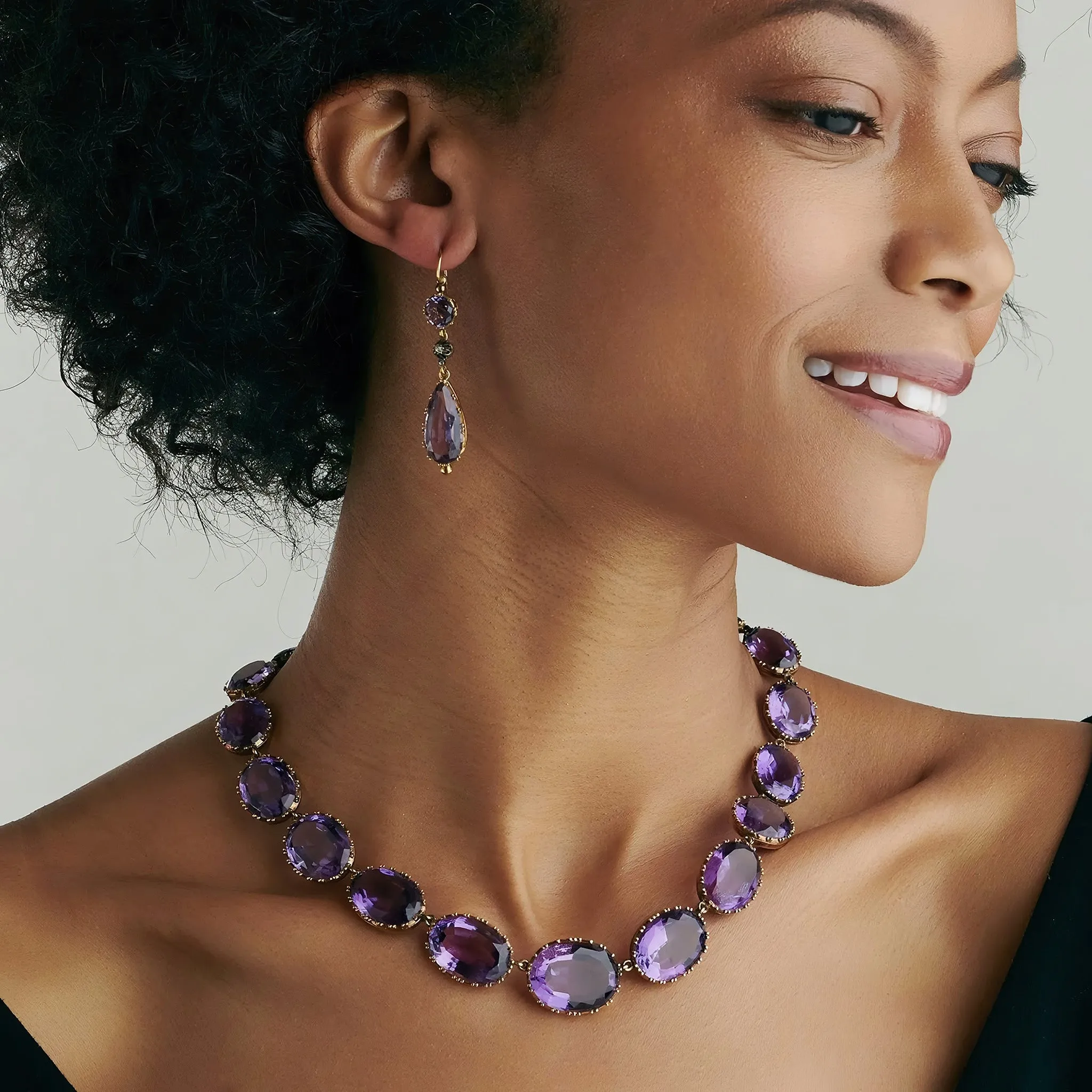 Amethyst Rivire Necklace and Earrings Suite