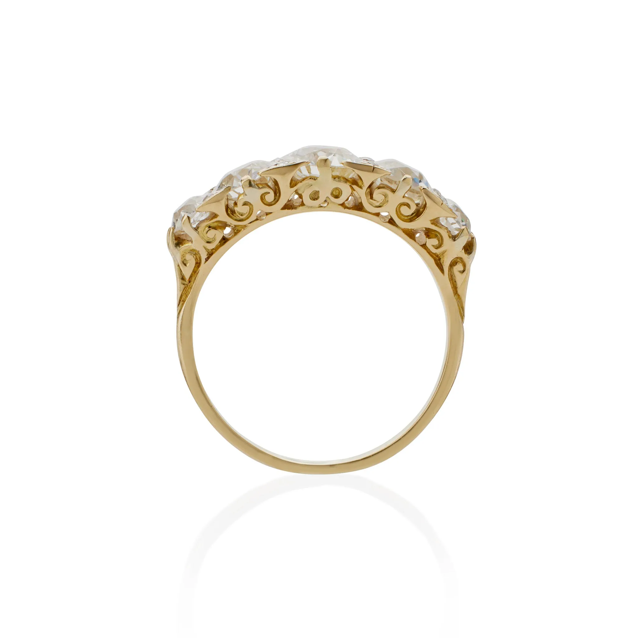 Antique 18K Gold and Diamond Five Stone Ring