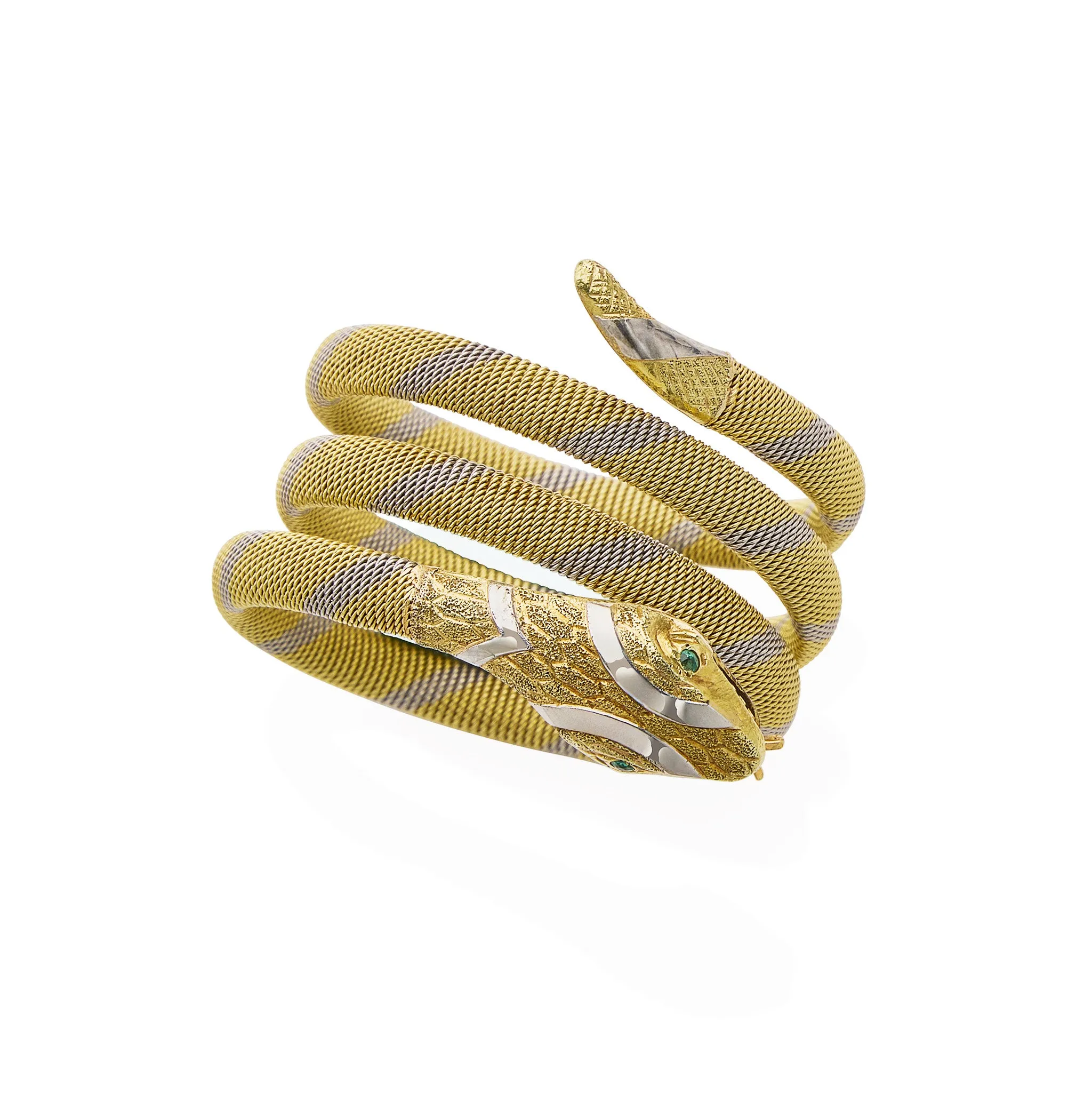 Antique 18K Gold and Platinum Snake Bracelet