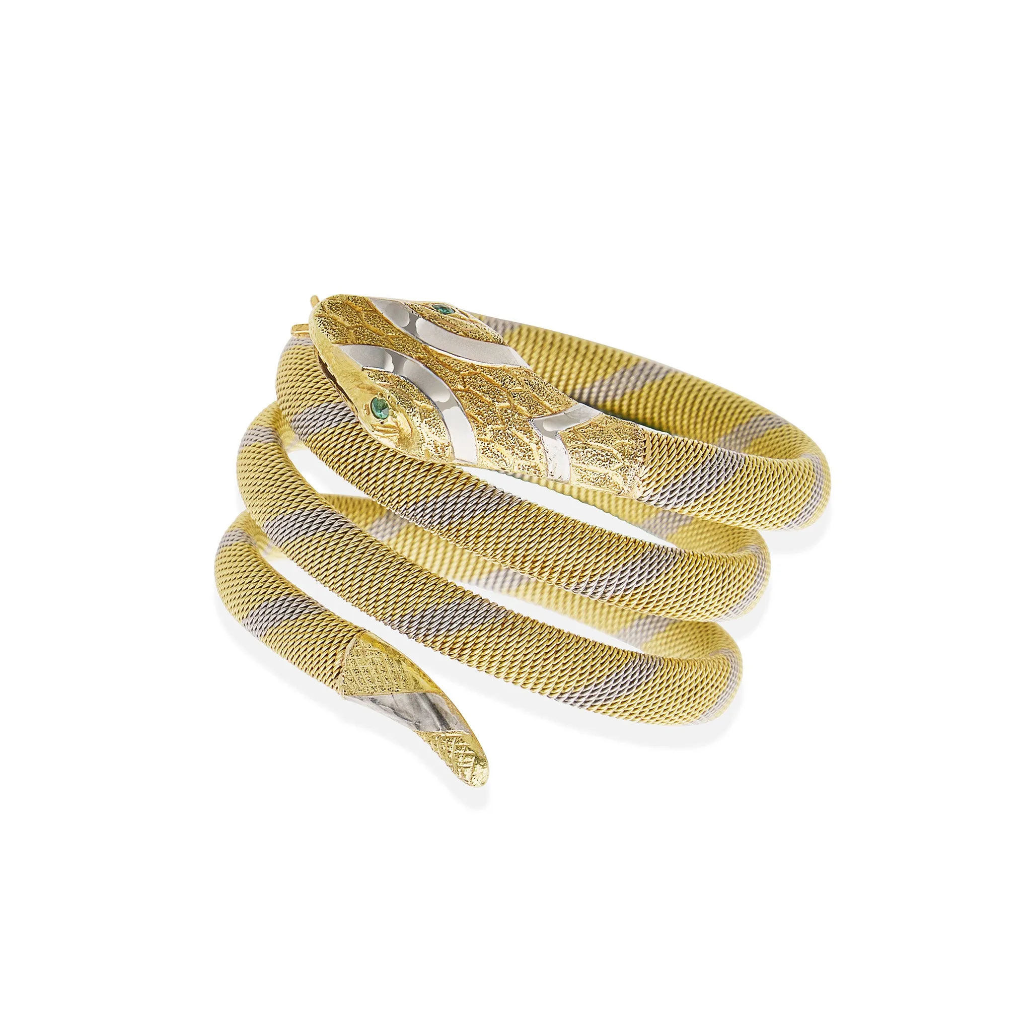 Antique 18K Gold and Platinum Snake Bracelet