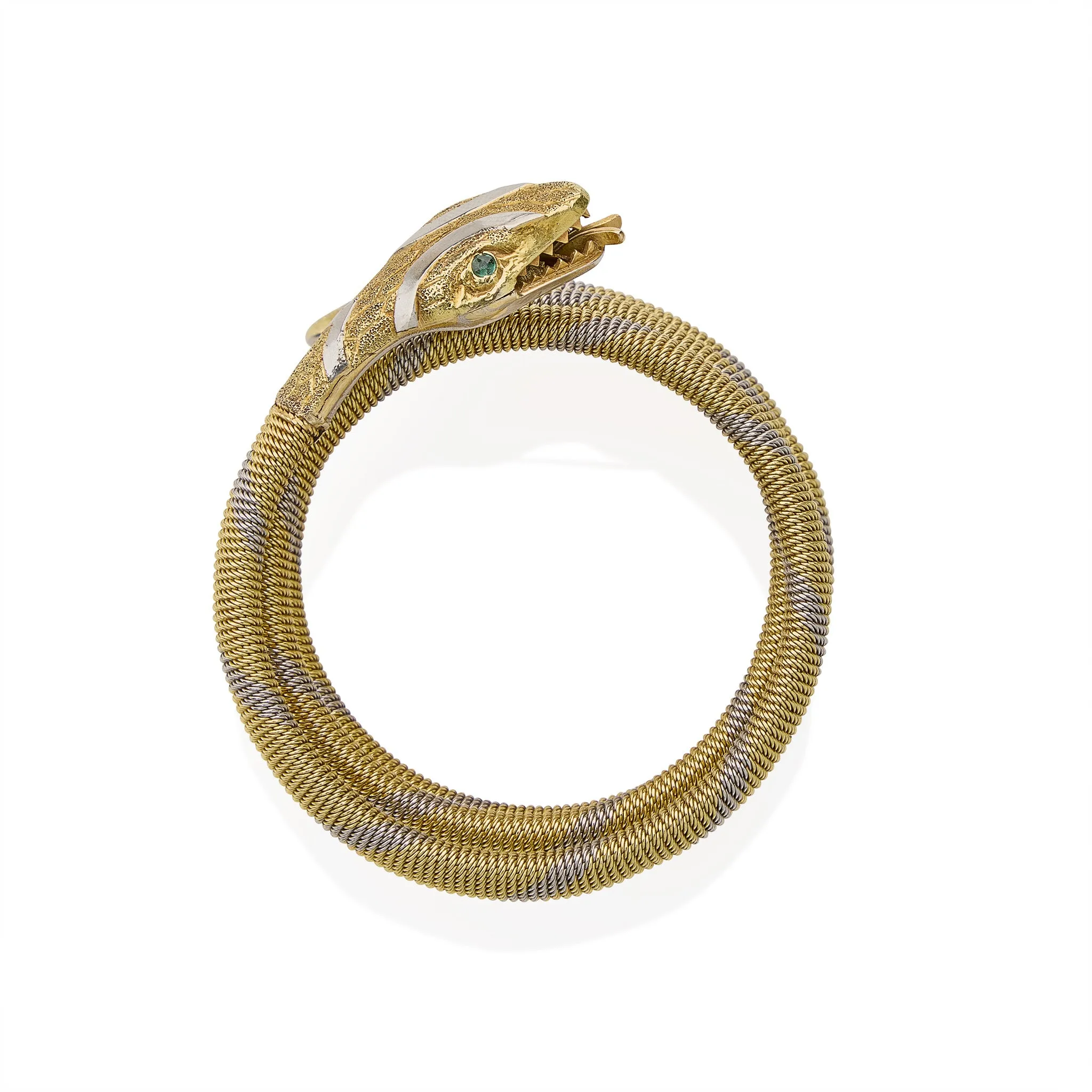 Antique 18K Gold and Platinum Snake Bracelet