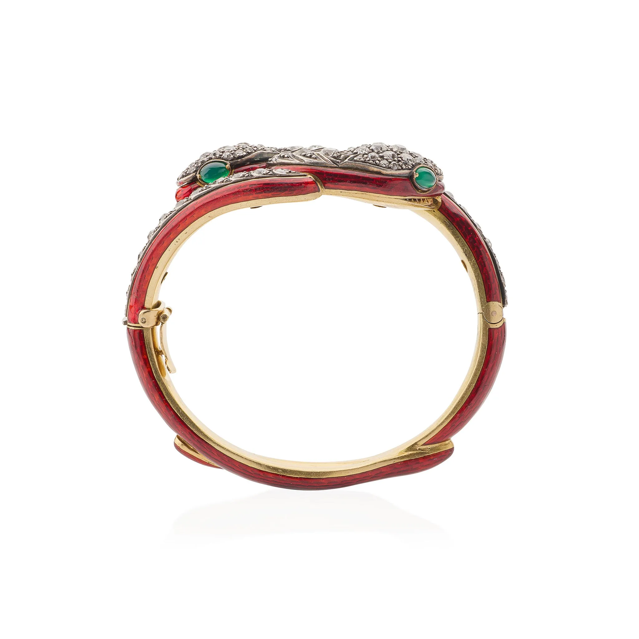 Antique Diamond and Enamel Snake Bracelet