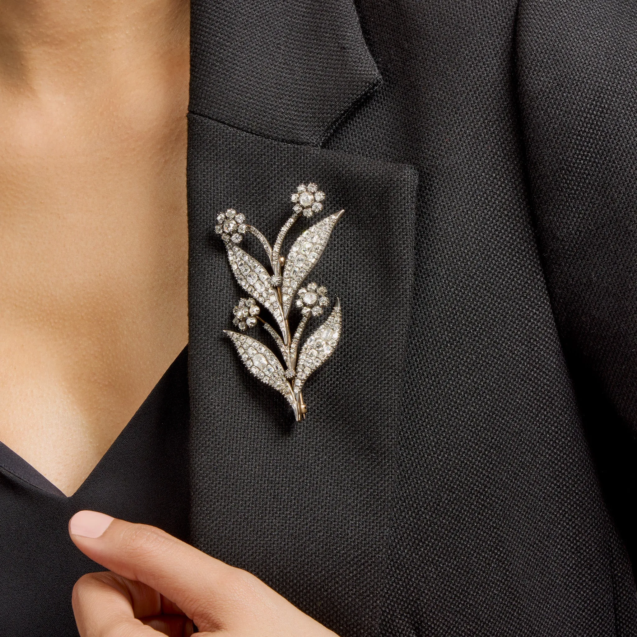 Antique Diamond Flower Brooch
