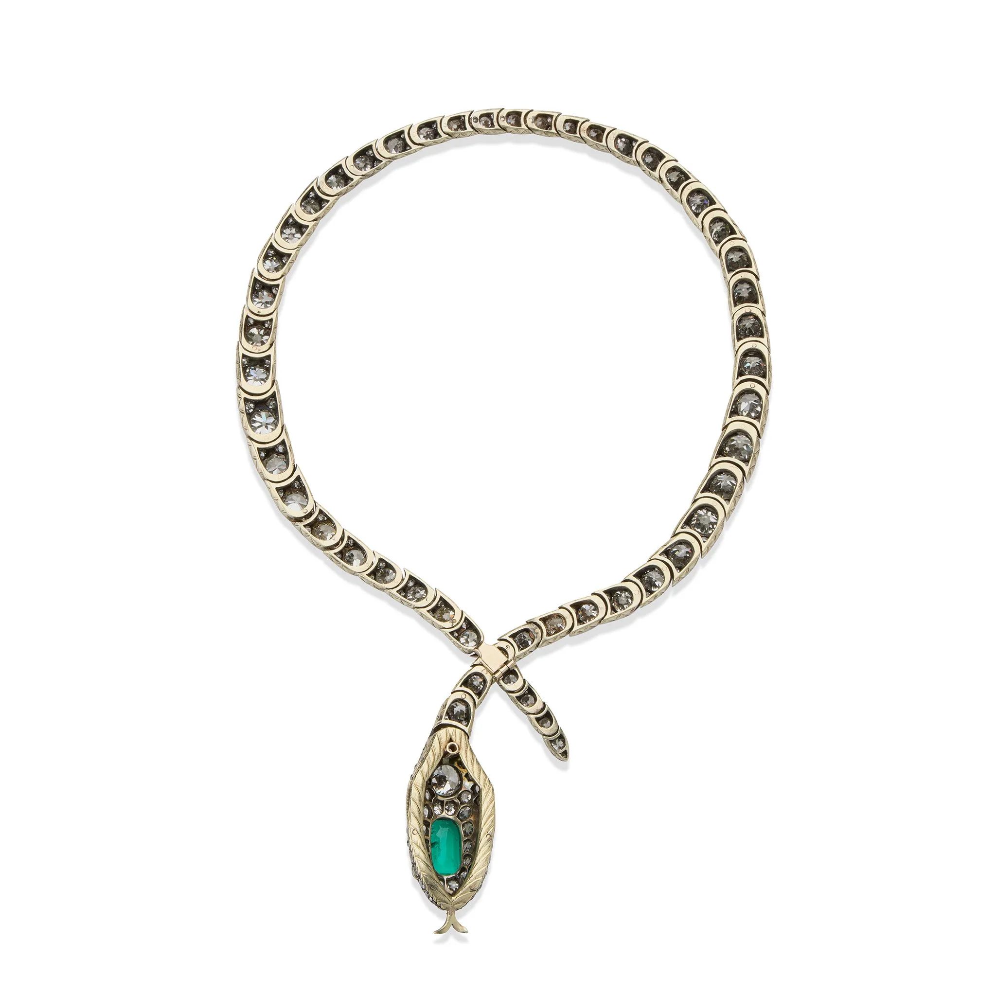 Antique Emerald and Diamond Serpent Necklace