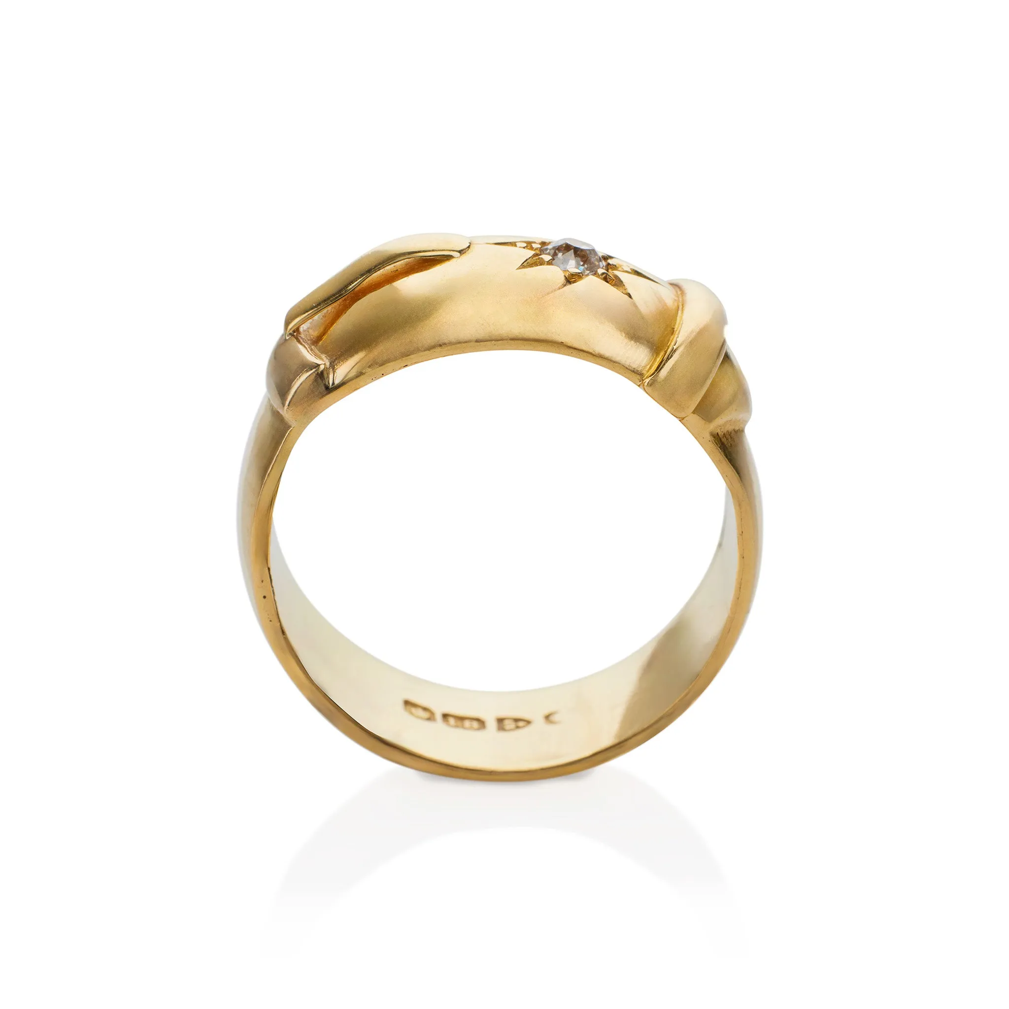 Antique English 18K Gold and Diamond Buckle Ring