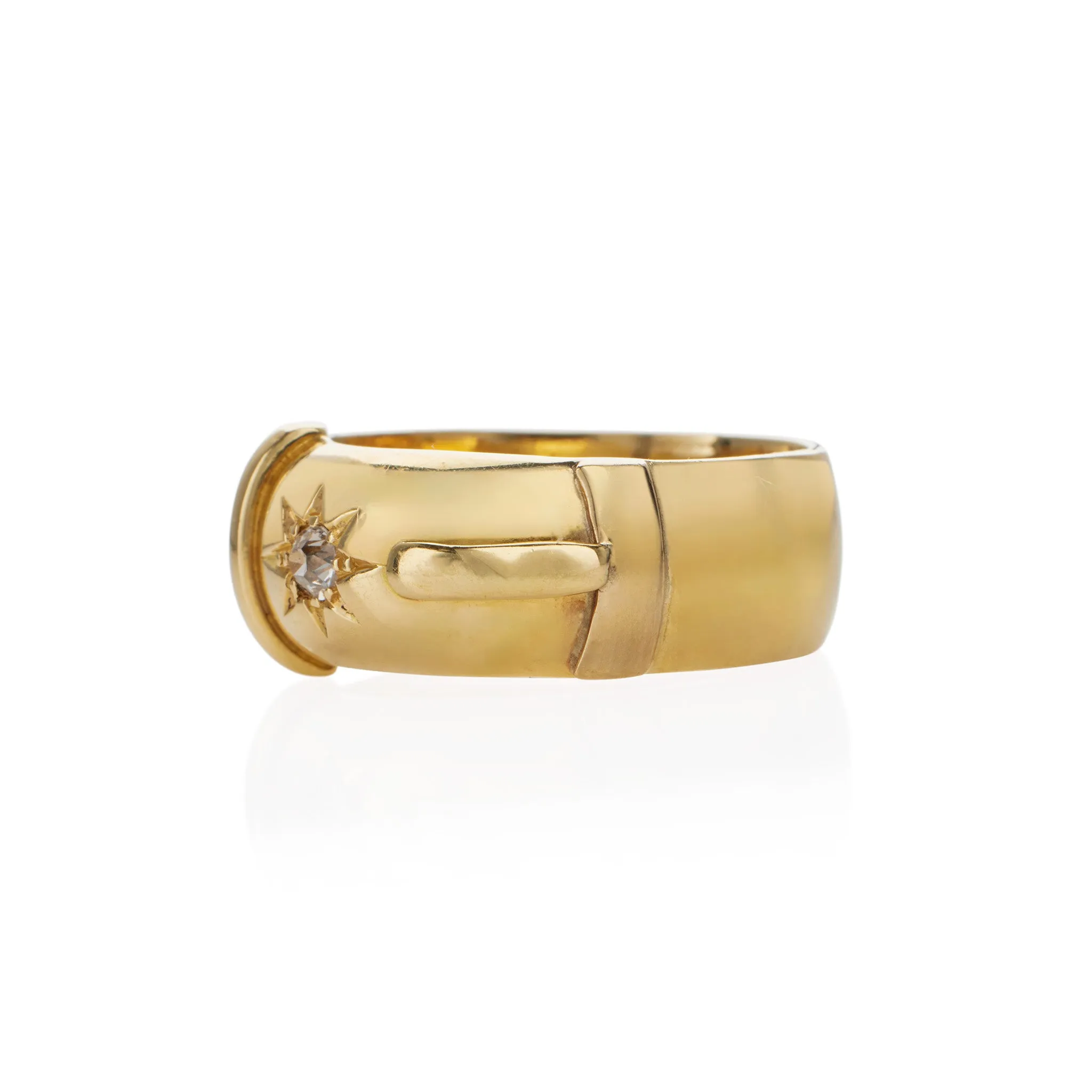 Antique English 18K Gold and Diamond Buckle Ring
