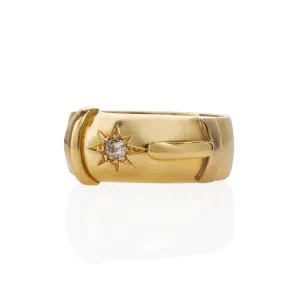 Antique English 18K Gold and Diamond Buckle Ring