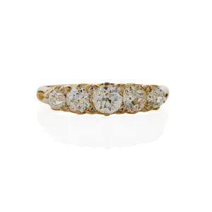 Antique English 18K Gold and Five Stone Diamond Ring