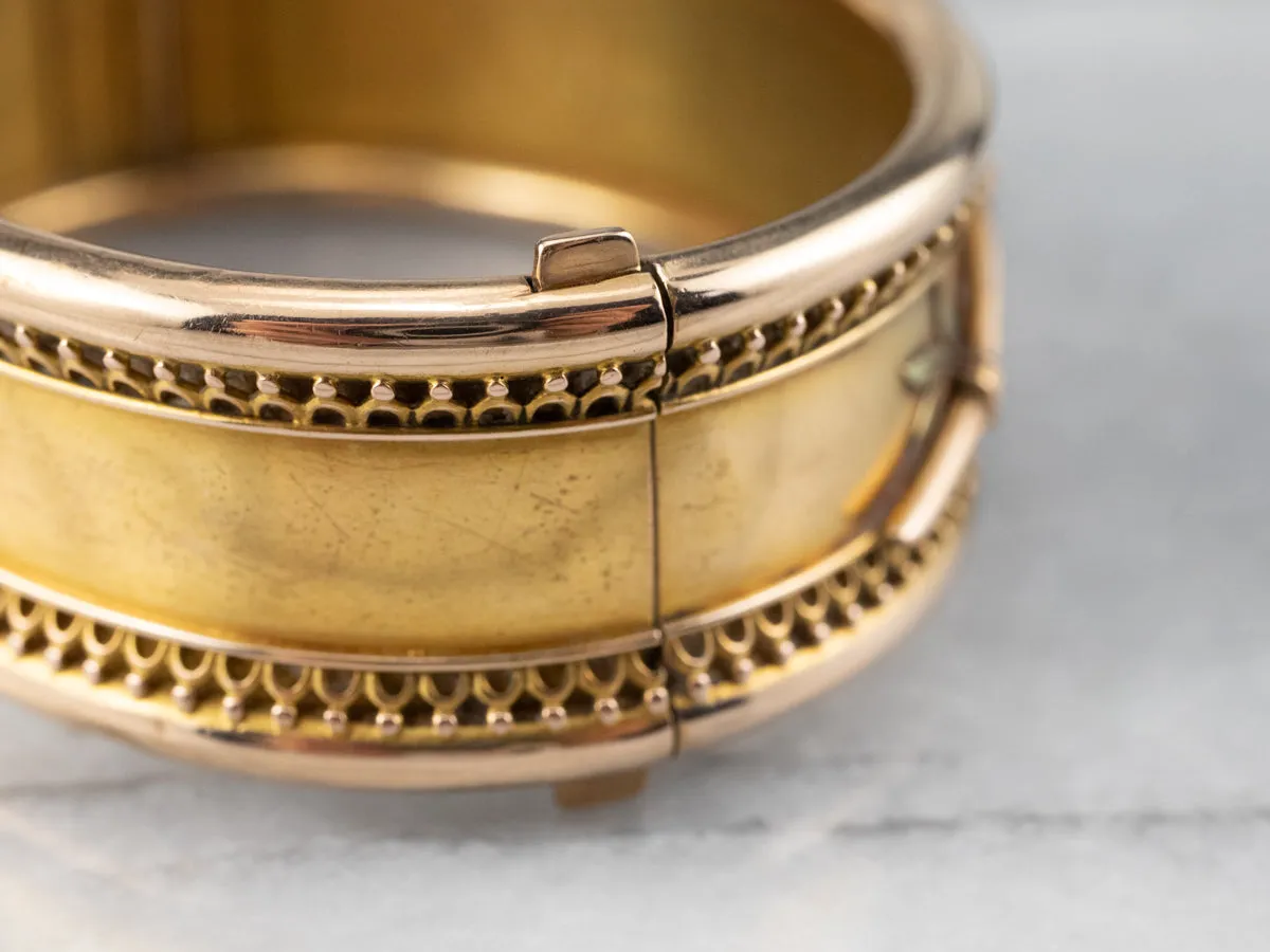 Antique Japonisme Gold Bangle Bracelet