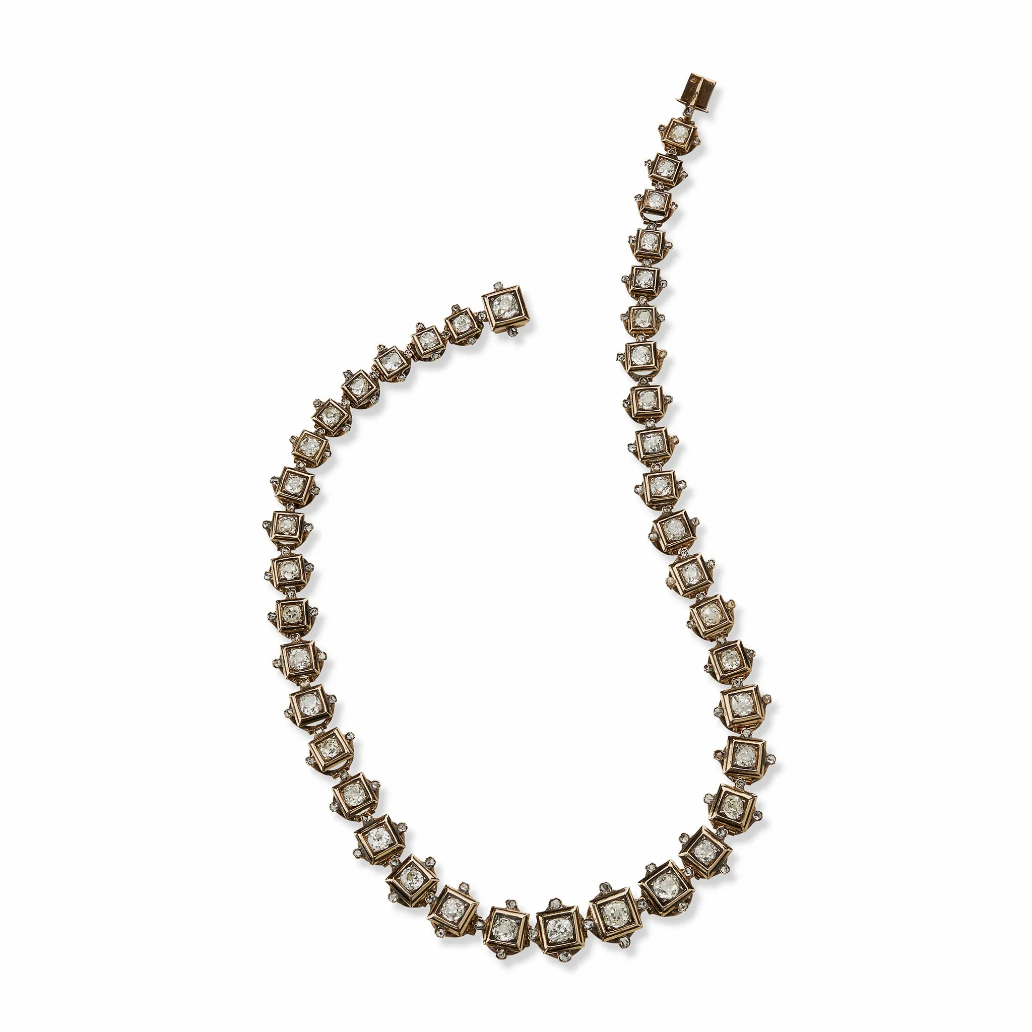 Antique Old Mine-cut Diamond Rivire Necklace