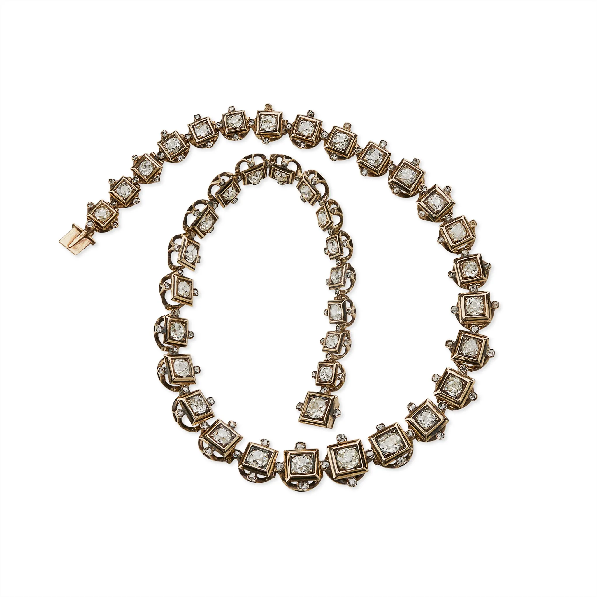 Antique Old Mine-cut Diamond Rivire Necklace