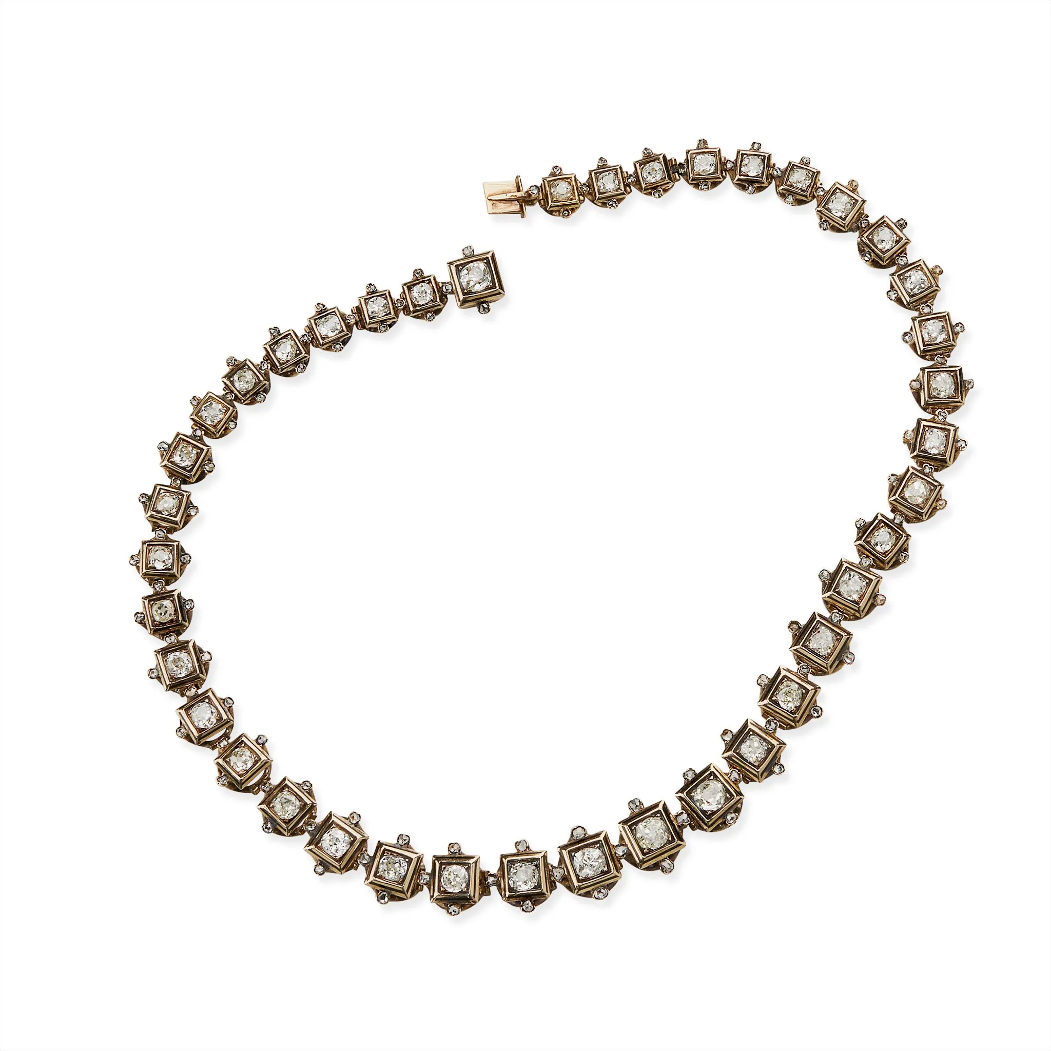 Antique Old Mine-cut Diamond Rivire Necklace