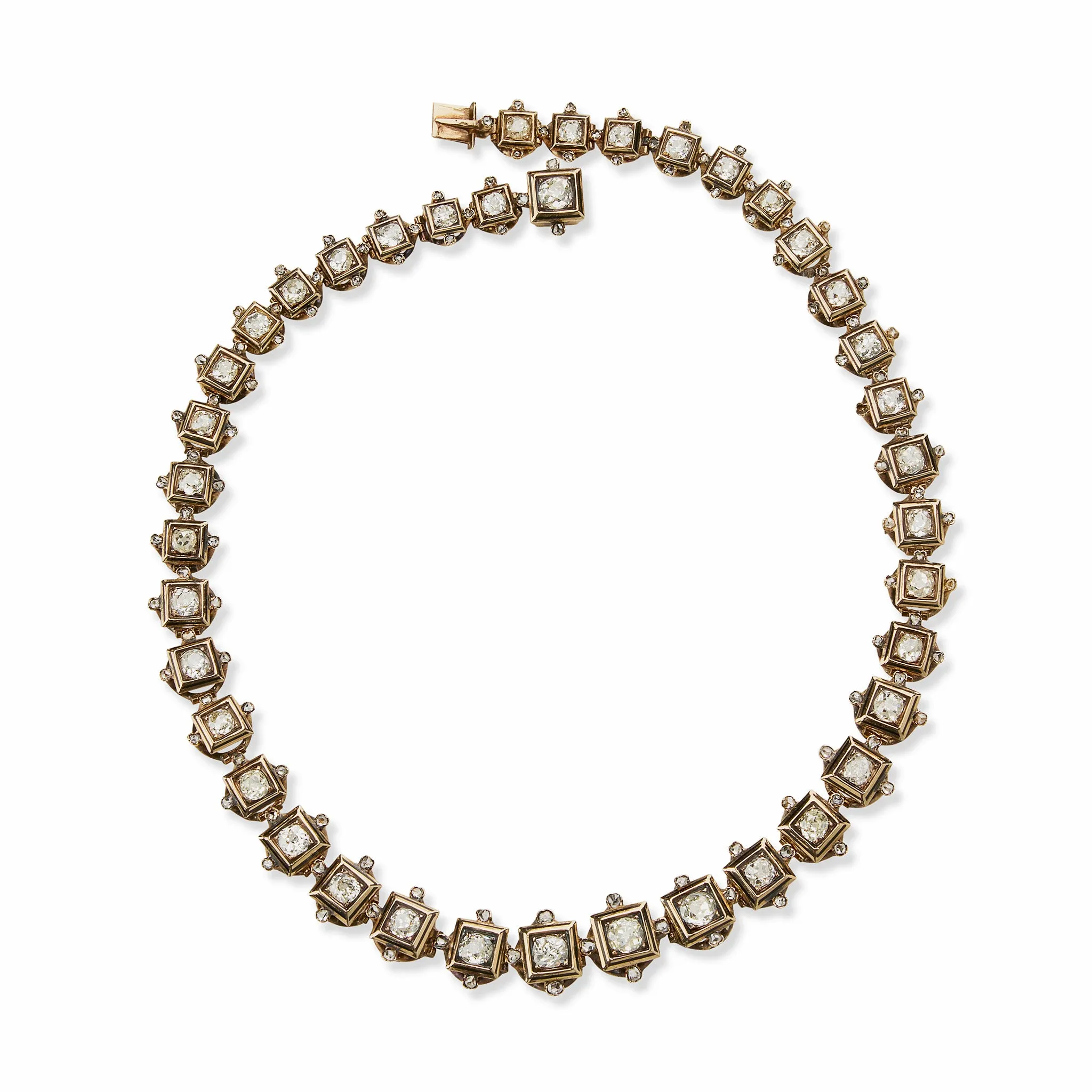 Antique Old Mine-cut Diamond Rivire Necklace