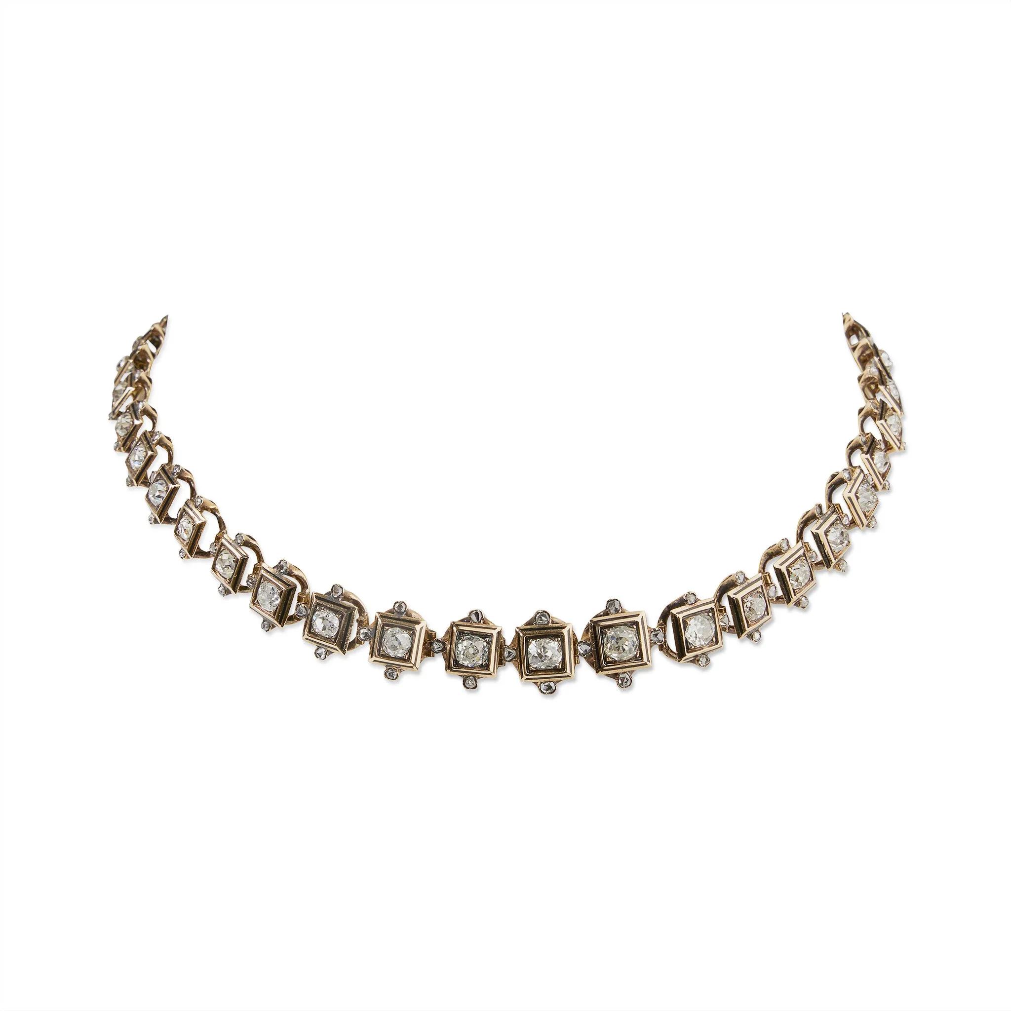 Antique Old Mine-cut Diamond Rivire Necklace