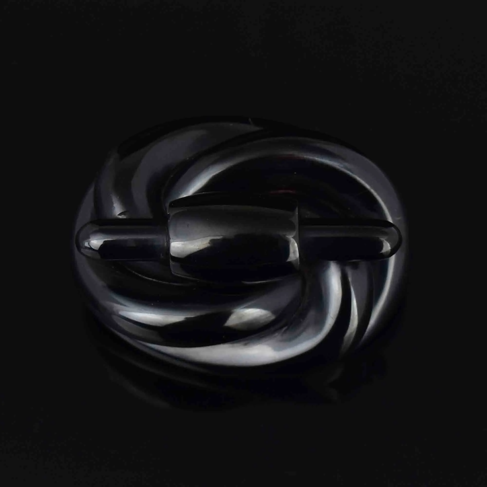 Antique Victorian Carved Whitby Jet Lovers Knot Brooch