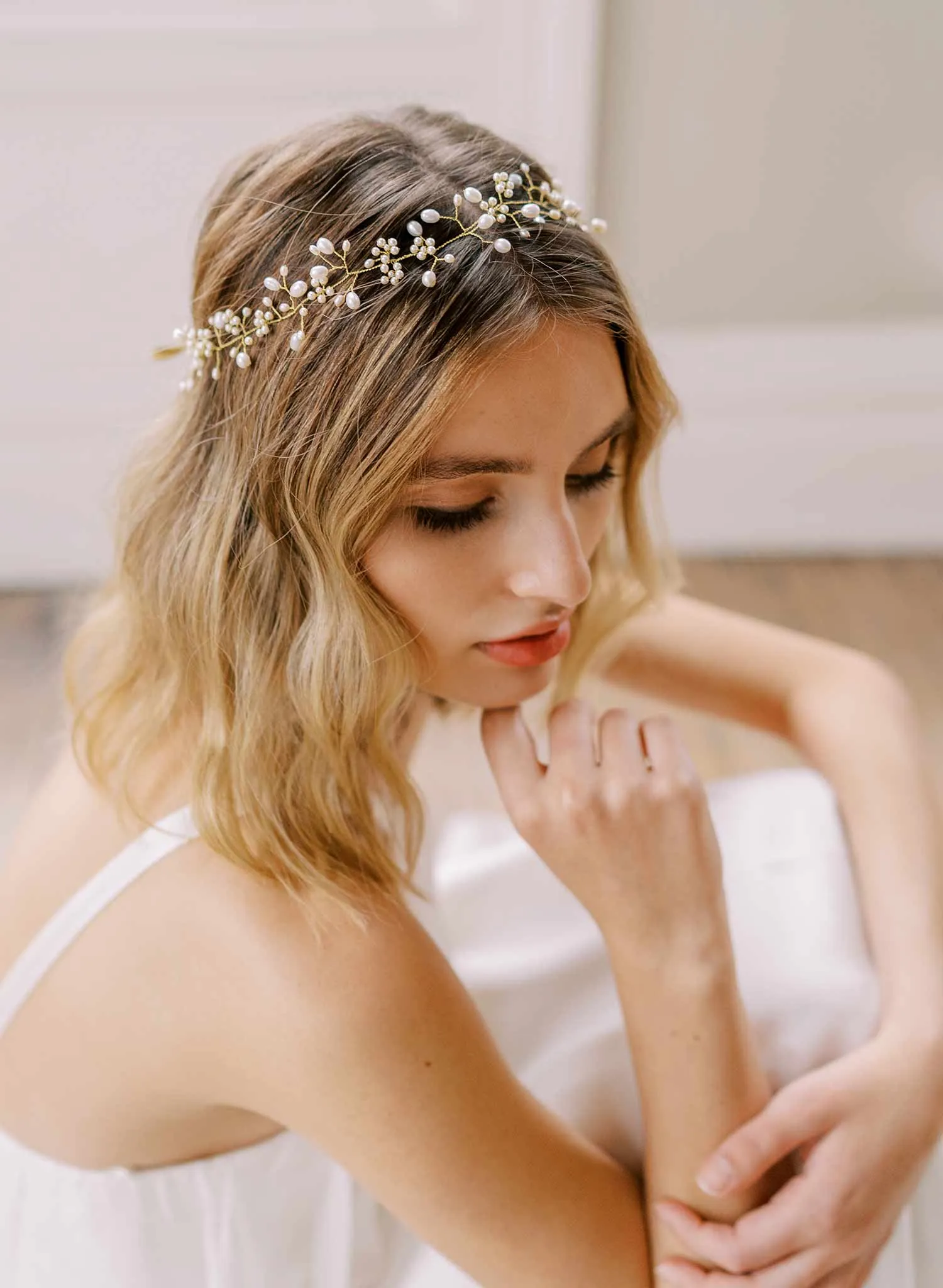 Baby's breath freshwater dainty hair vine - Style #2409