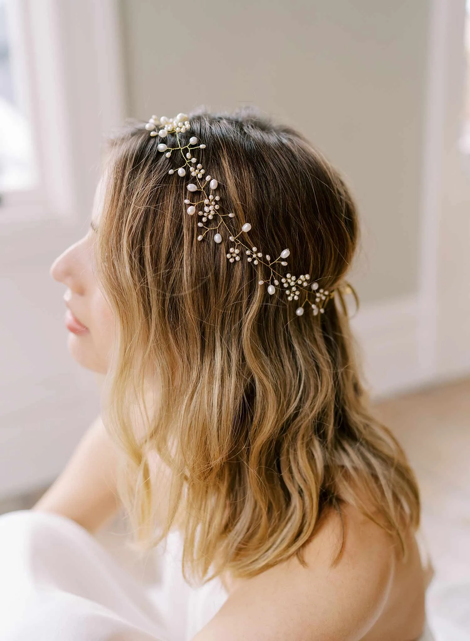 Baby's breath freshwater dainty hair vine - Style #2409