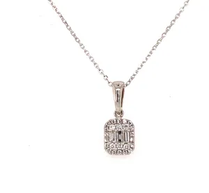 Baguette and Round Diamond Pendant