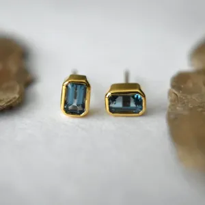 Bezel Set London Blue Topaz Studs