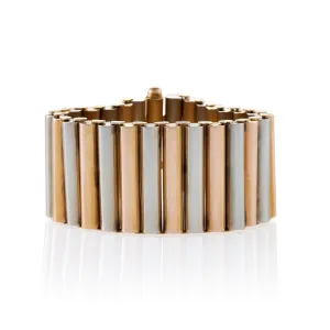 Bi-Color Gold Cylinder Bracelet