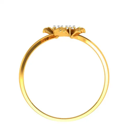 Bi-floral American Diamond Studded Unique Intricately Crafted 14KT Gold Ring