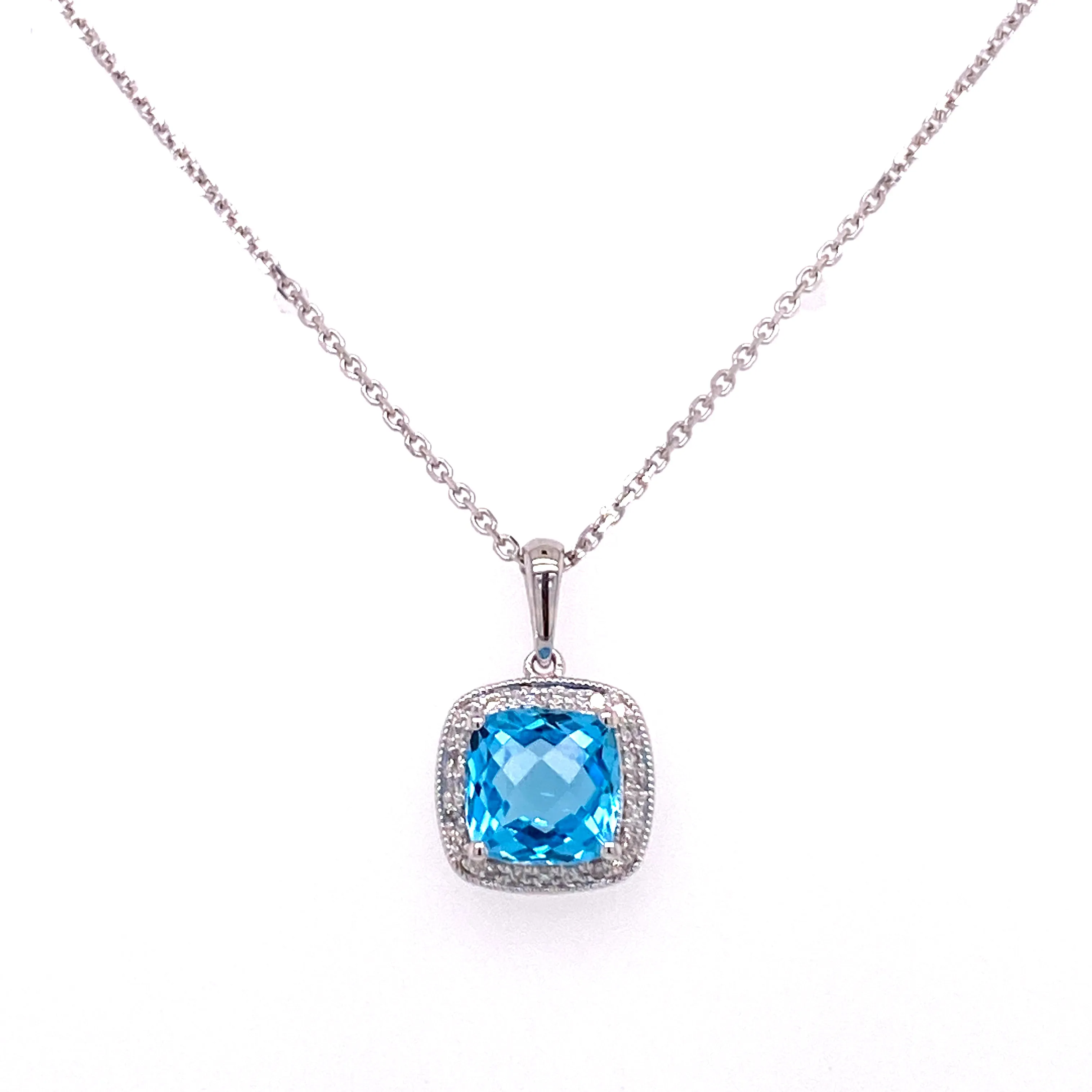 Blue Topaz and Diamond Necklace
