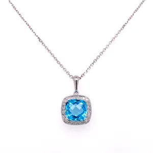 Blue Topaz and Diamond Necklace