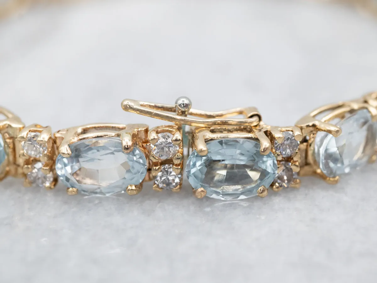 Blue Topaz and Diamond Tennis Bracelet