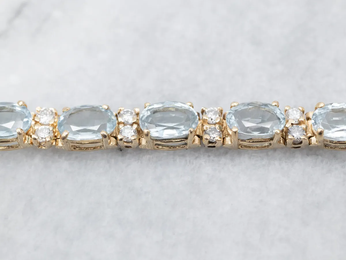 Blue Topaz and Diamond Tennis Bracelet