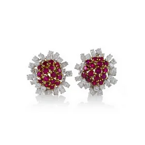 Boucheron Paris Ruby and Diamond Flower Earrings