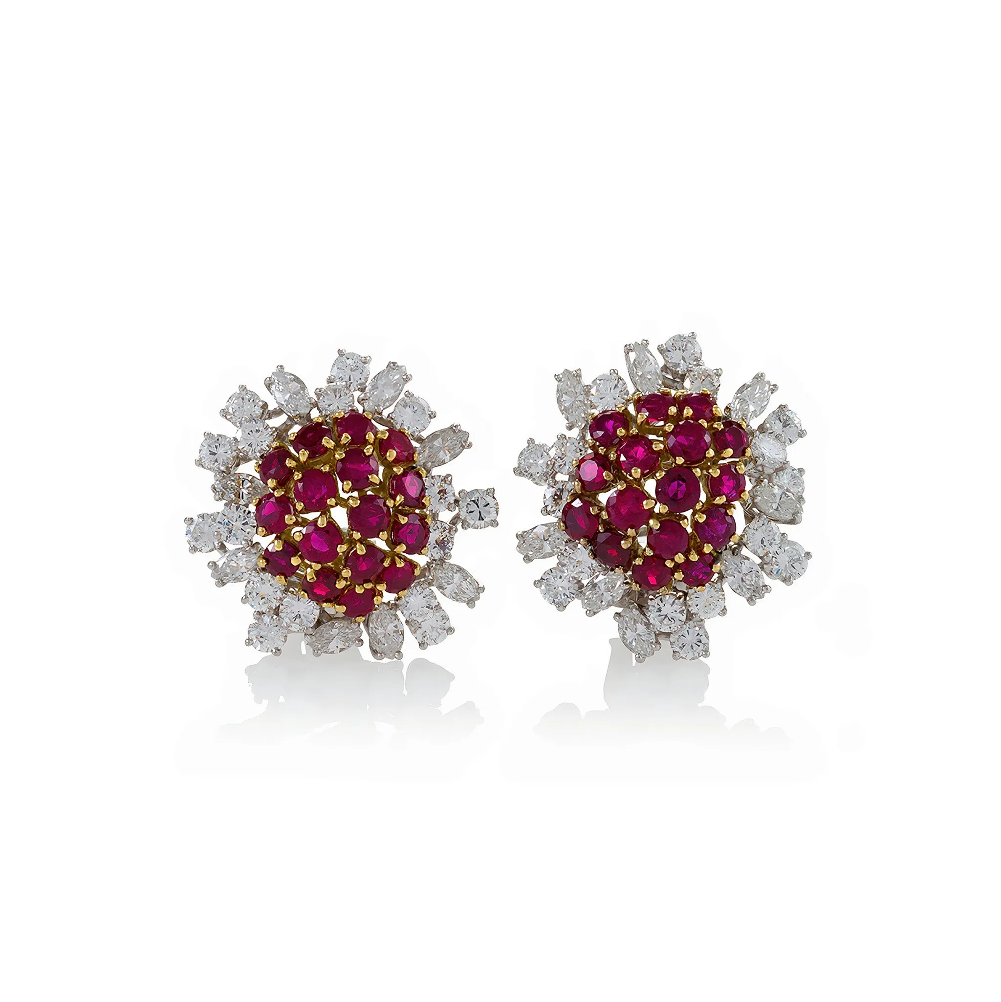 Boucheron Paris Ruby and Diamond Flower Earrings