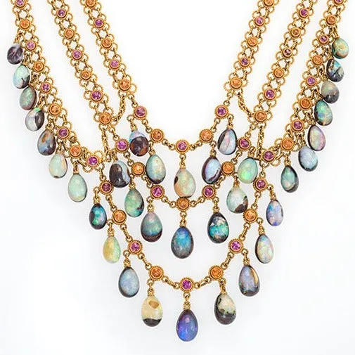 Boulder Opal and Multi-Color Garnet Necklace