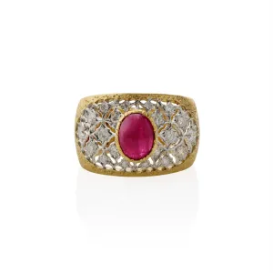 Buccellati Ruby and Diamond Ring