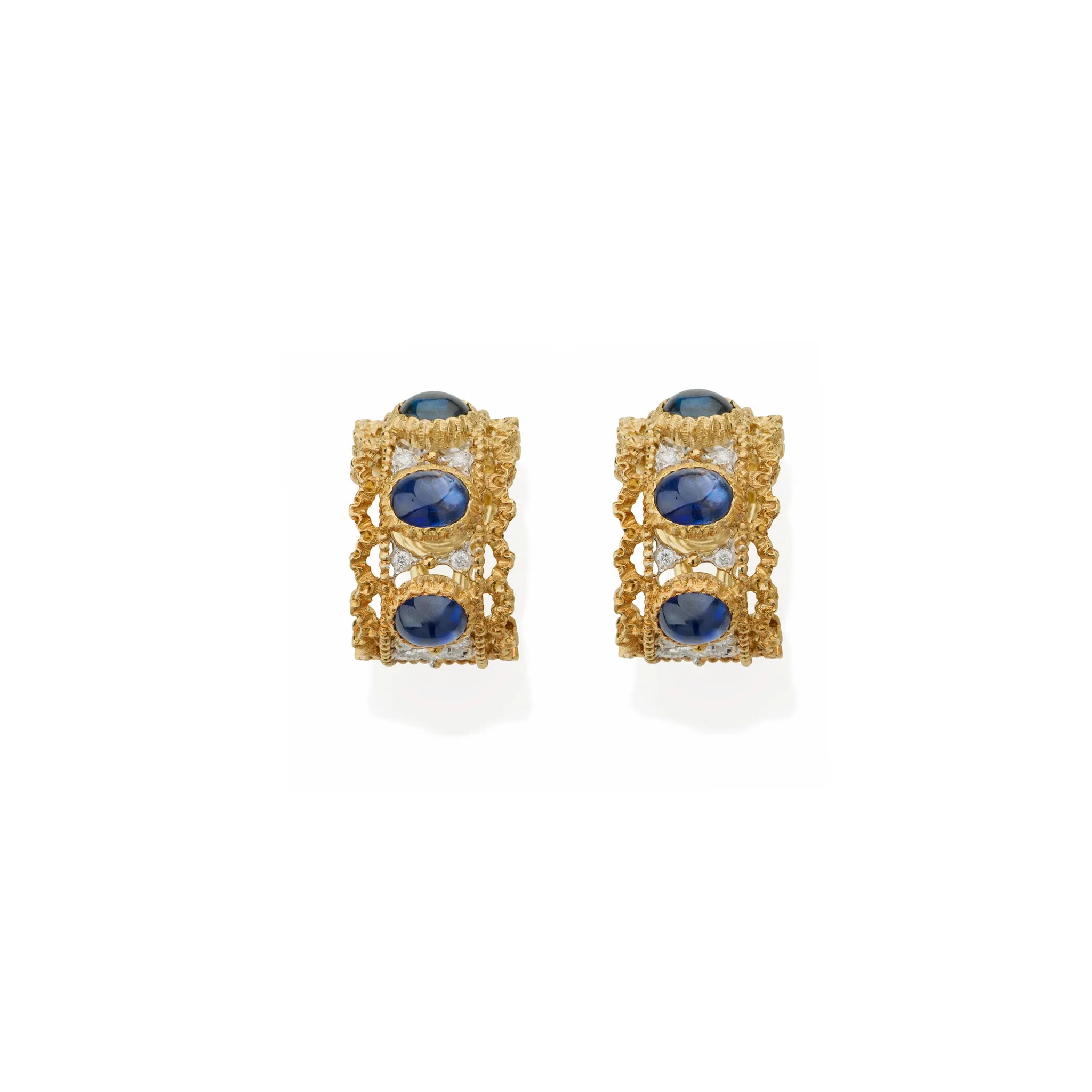Buccellati Sapphire and Diamond Hoop Earrings