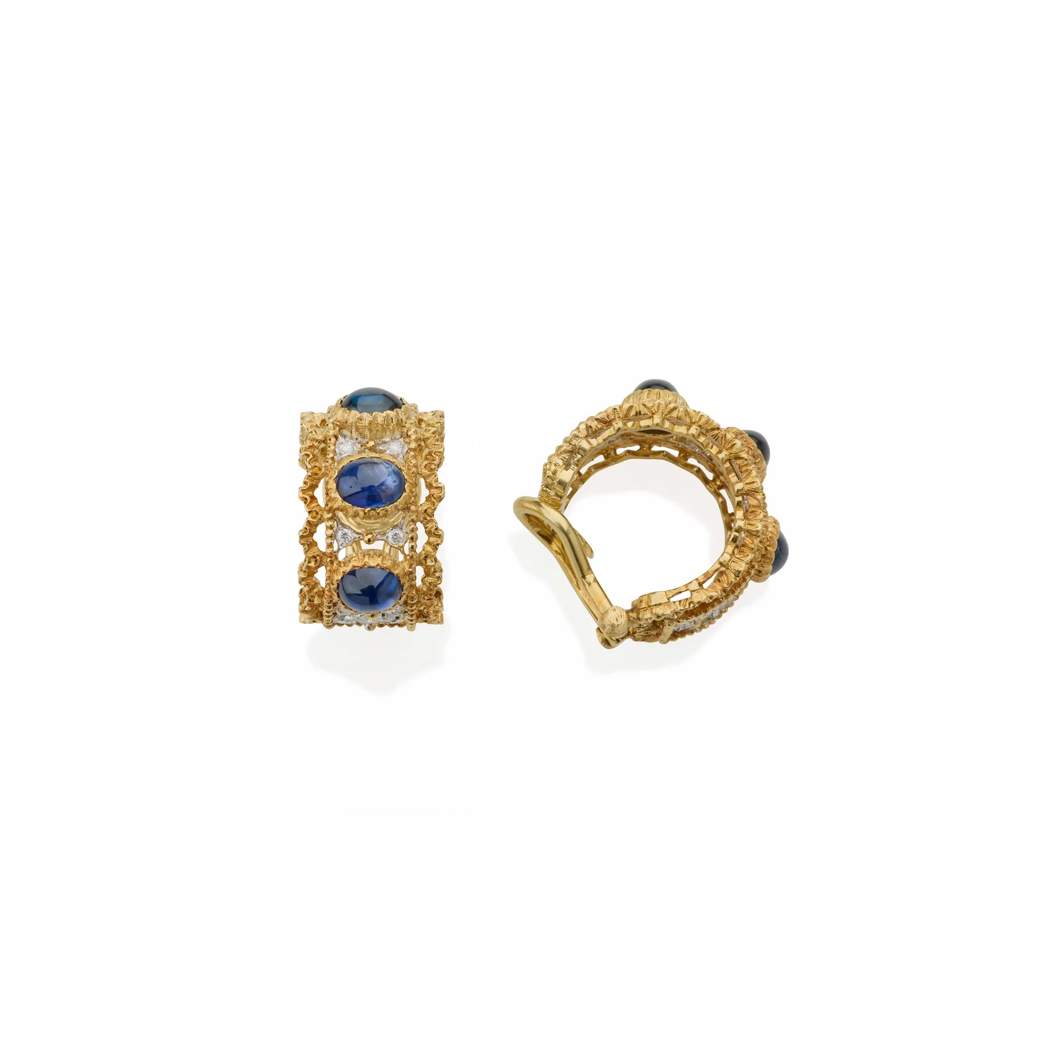 Buccellati Sapphire and Diamond Hoop Earrings
