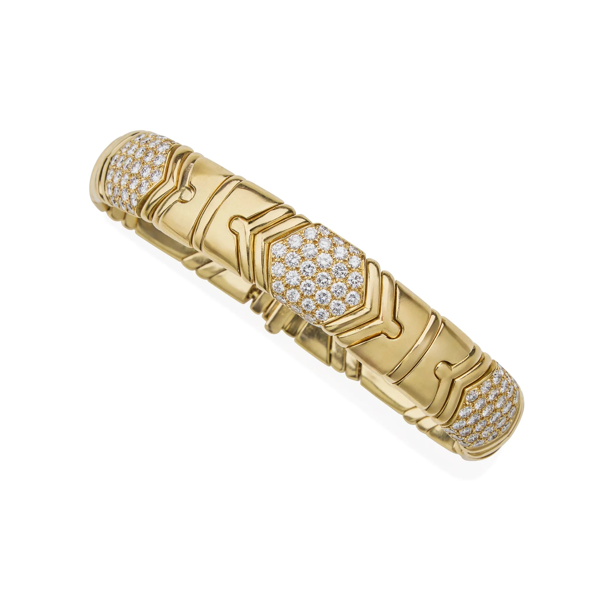 Bulgari 18K Gold and Diamond "Parentesi" Bracelet