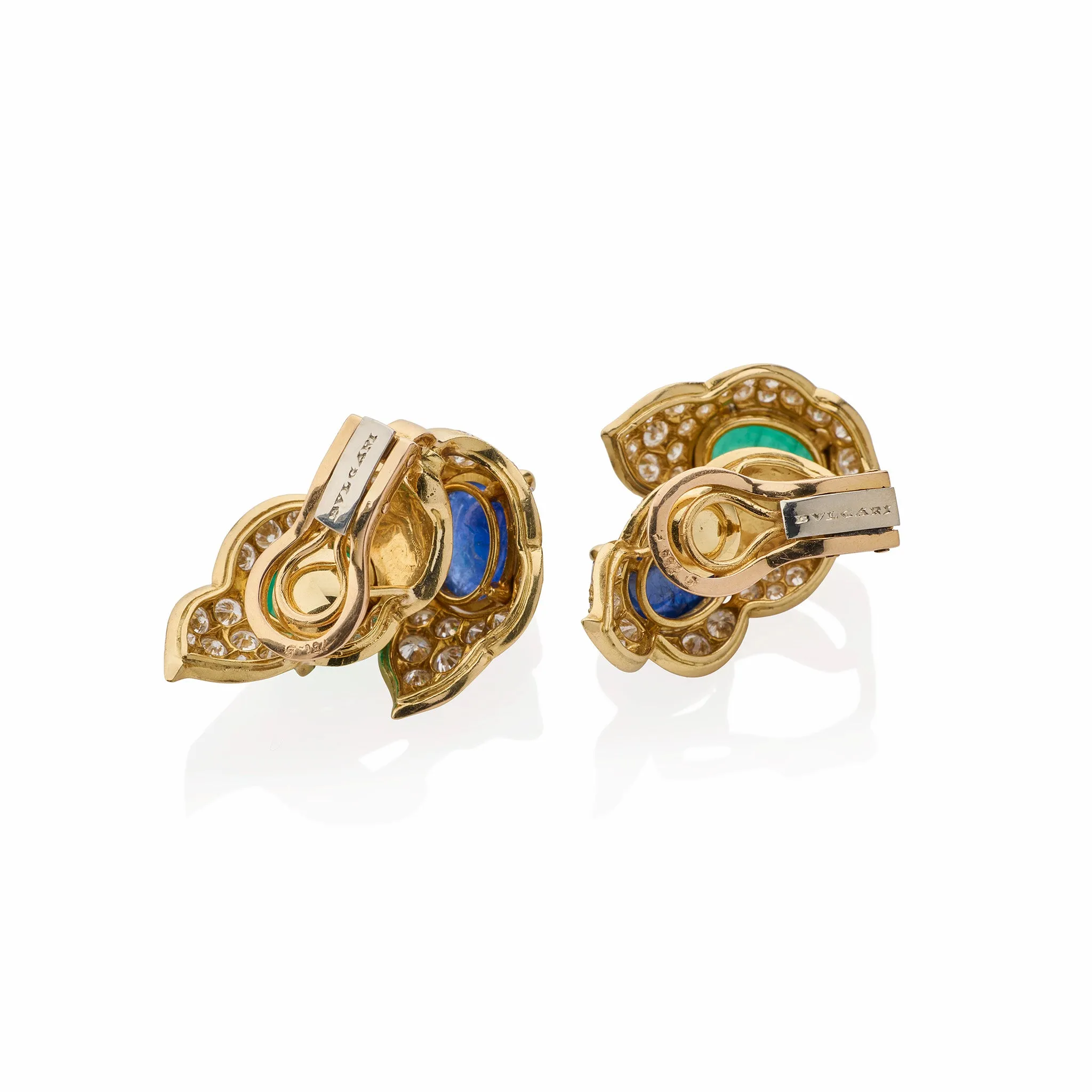 Bulgari Emerald and Sapphire Clip Earrings