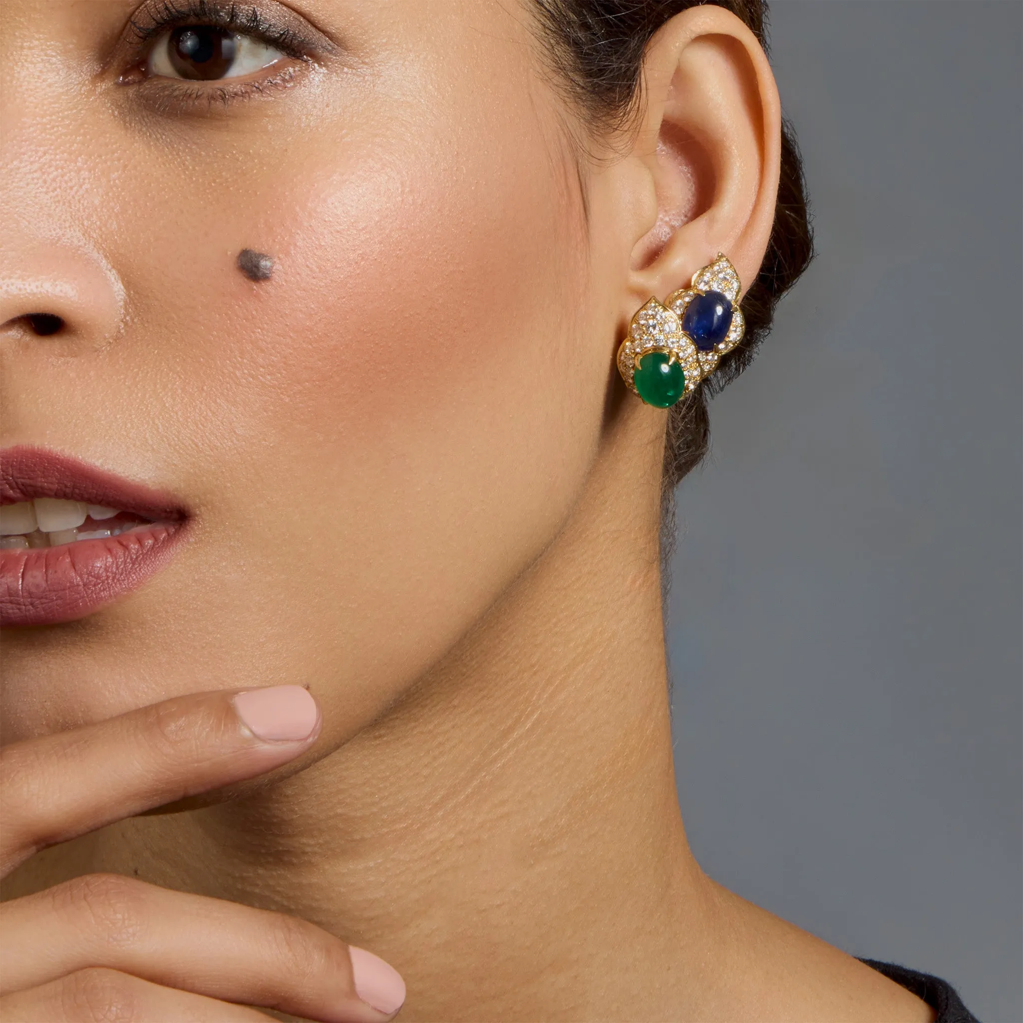 Bulgari Emerald and Sapphire Clip Earrings