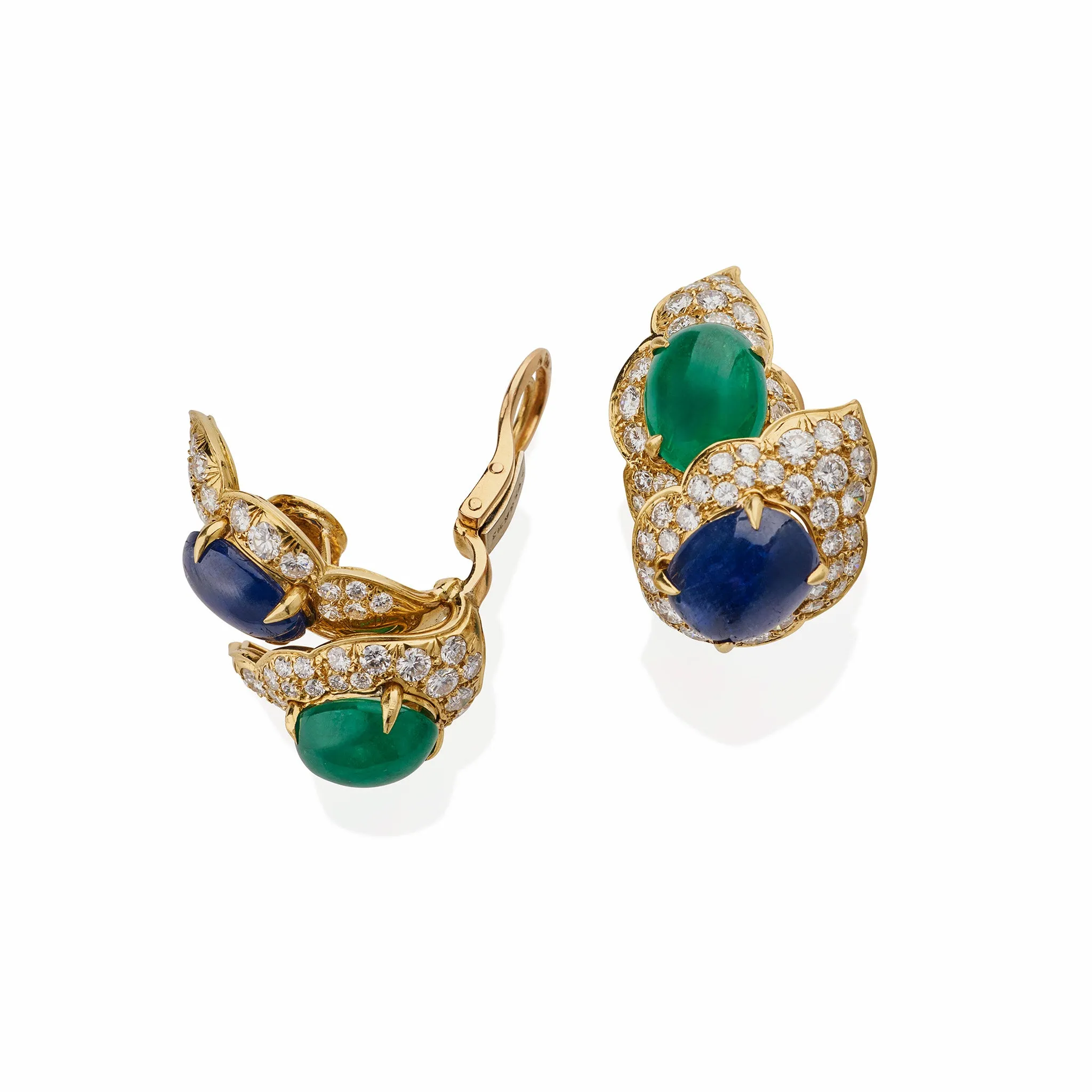 Bulgari Emerald and Sapphire Clip Earrings