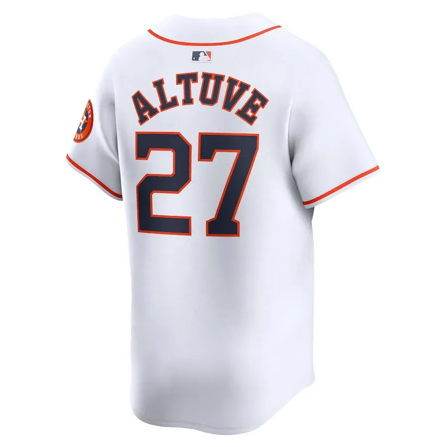 Camisa MLB Houston Astros Nike Jose Altuve 27 White Home Torcedor Masculina Branca soccer supporter badges