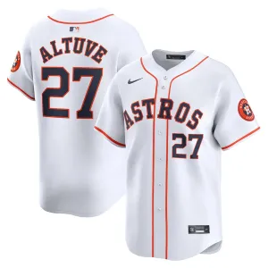 Camisa MLB Houston Astros Nike Jose Altuve 27 White Home Torcedor Masculina Branca soccer supporter badges football stadium merchandise