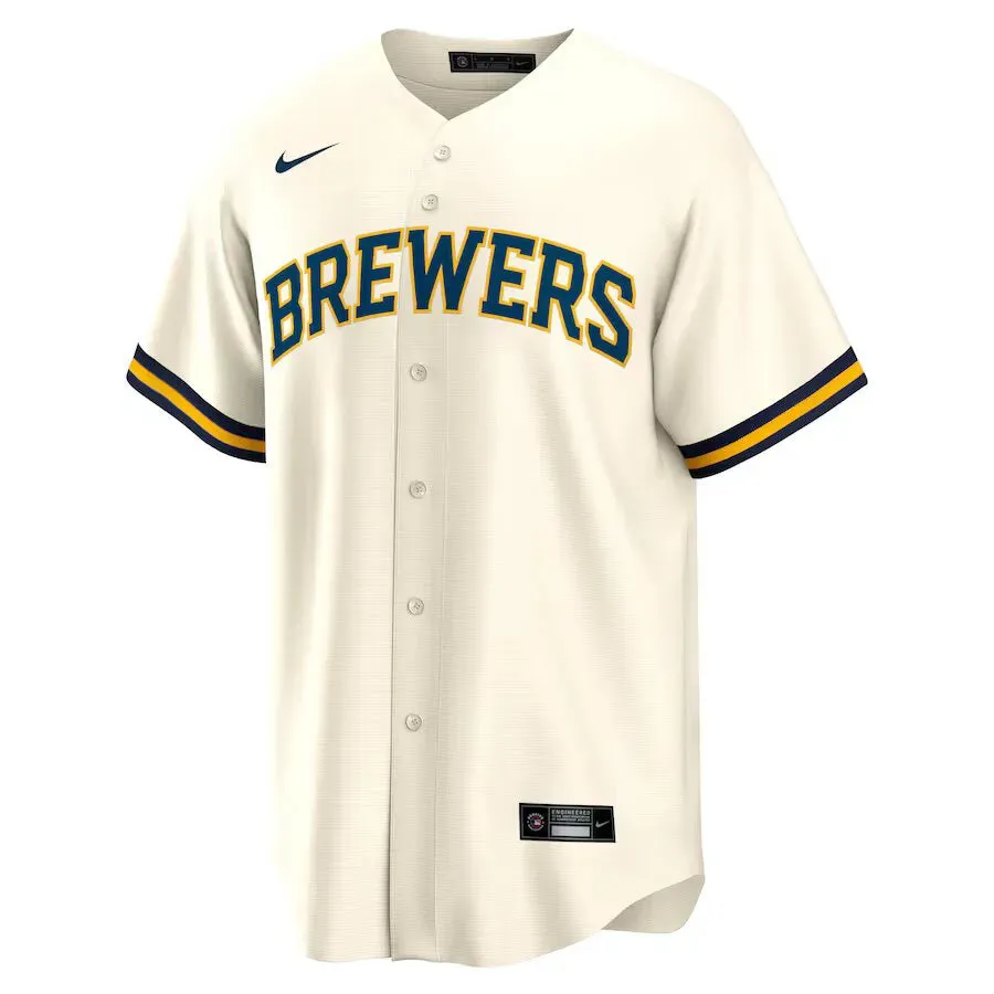 Camisa MLB Milwaukee Brewers Nike Home Torcedor Masculina Bege football fan hats