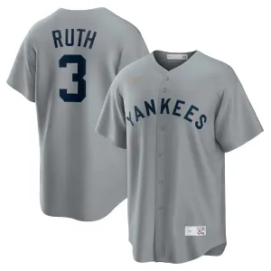 Camisa MLB New York Yankees Nike Away Cooperstown Collection Torcedor Masculina Cinza Babe Ruth 3 football club scarves soccer fan mugs
