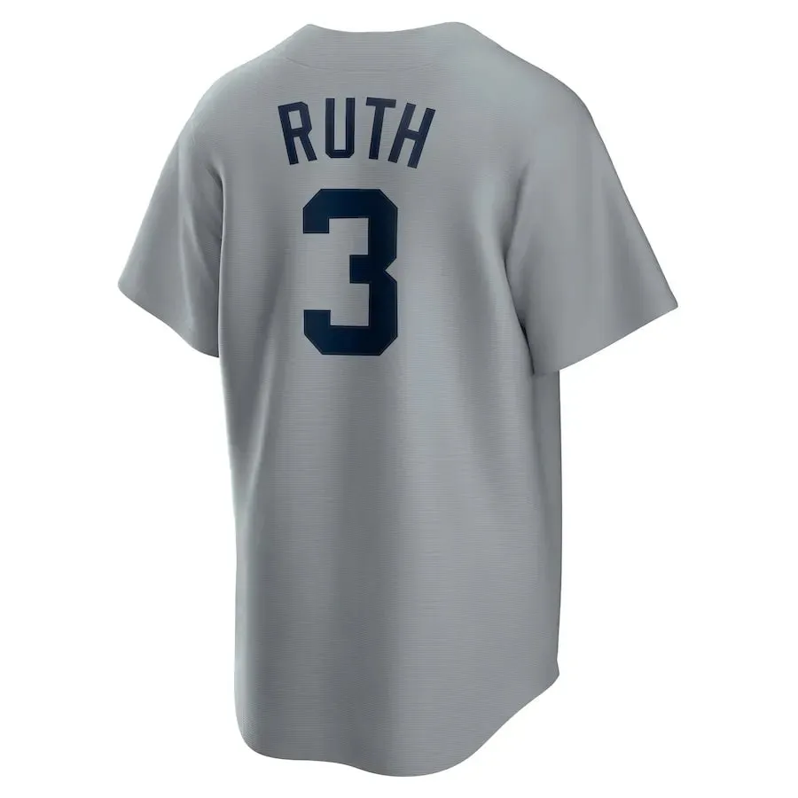 Camisa MLB New York Yankees Nike Away Cooperstown Collection Torcedor Masculina Cinza Babe Ruth 3 football club scarves
