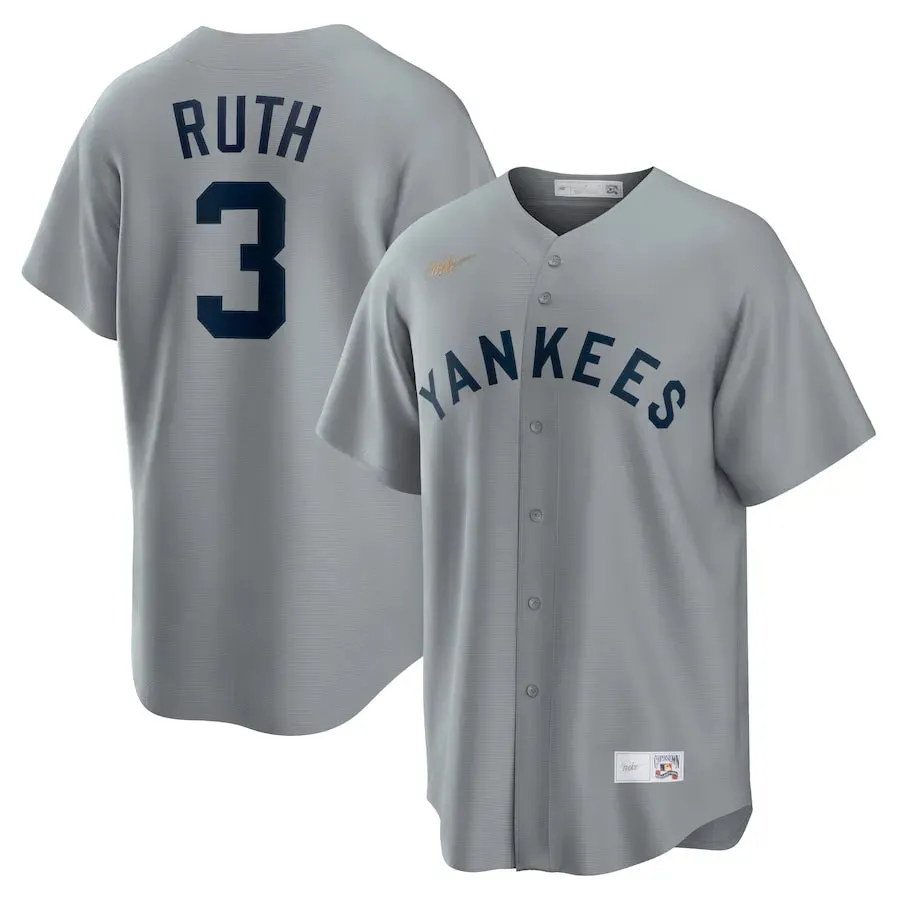 Camisa MLB New York Yankees Nike Away Cooperstown Collection Torcedor Masculina Cinza Babe Ruth 3 football club scarves soccer fan mugs