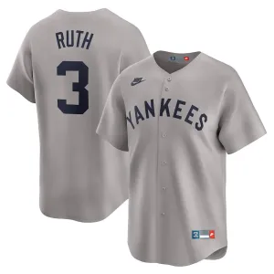 Camisa MLB New York Yankees Nike Away Throwback Cooperstown Collection Limited Torcedor Masculina Cinza Babe Ruth 3 football club hats football gloves for supporters