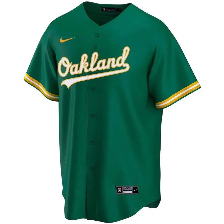 Camisa MLB Oakland Athletics Nike Alternate Torcedor Masculina Verde soccer supporter flags