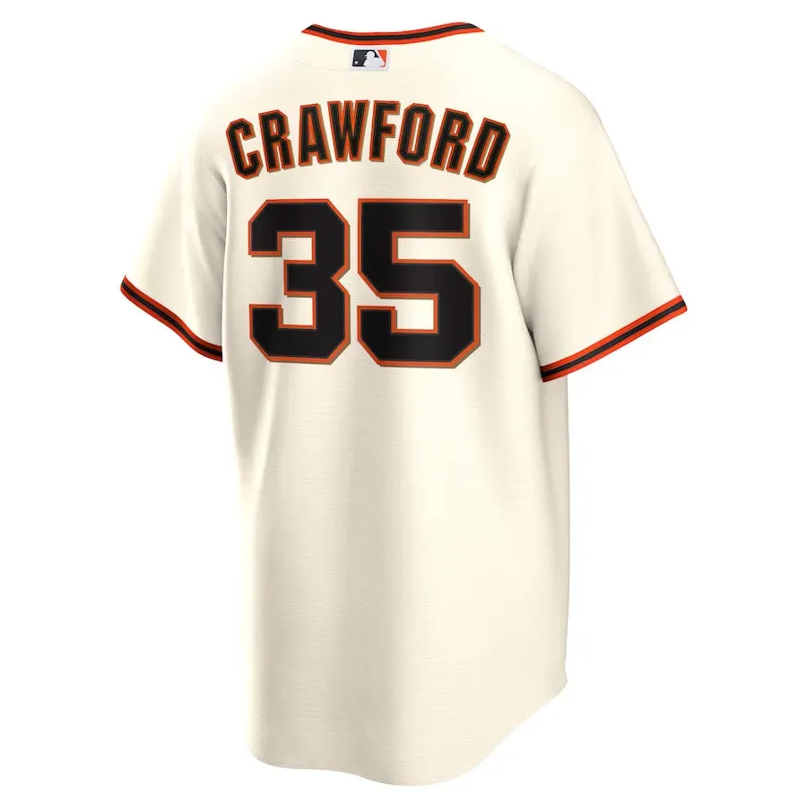 Camisa MLB San Francisco Giants Nike I Torcedor Masculina Bege Brandon Crawford 35 soccer fan stickers